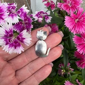 Vintage Mexico Silver-tone Cat Pendant👠